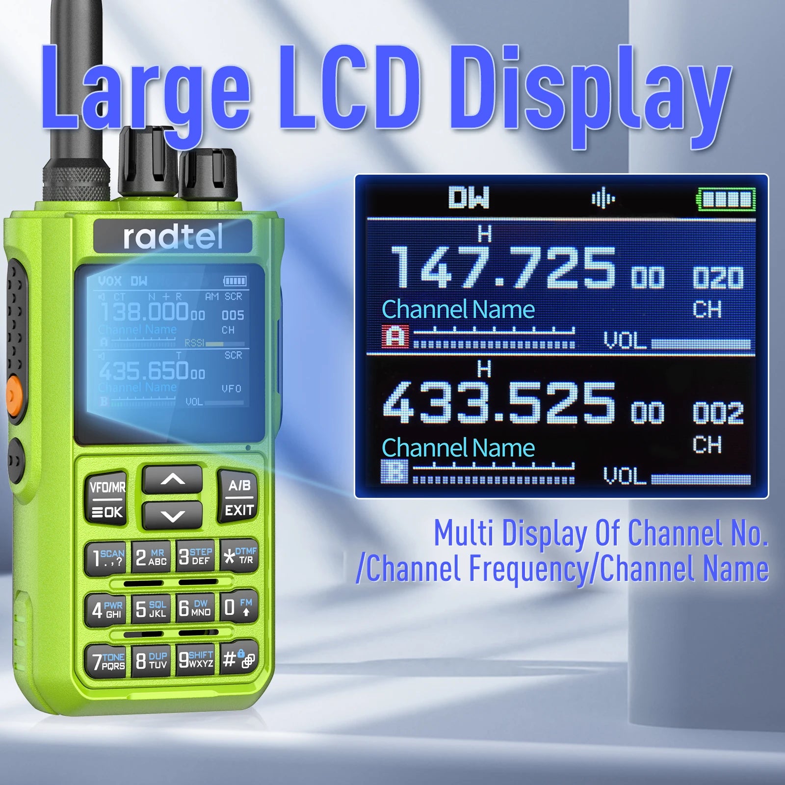 Radtel RT-900 Green  8W Full band Ham Radio Walkie Talkie 512CH Air Band Two Way Radio Station Aviation NOAA  Marine River PTT