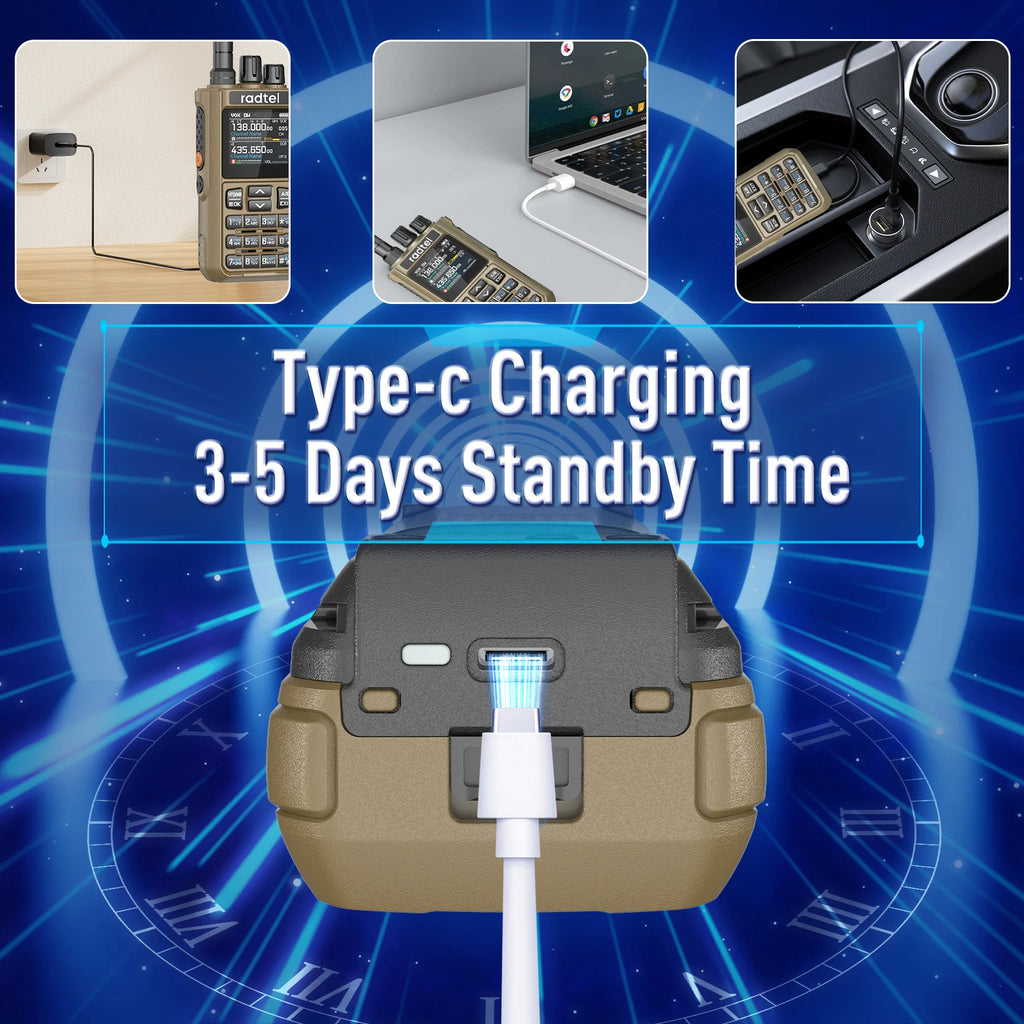 Radtel RT-900 Brown 8W Full band Ham Radio Walkie Talkie 512CH Air Band Two Way Radio Station Aviation NOAA  Marine River PTT